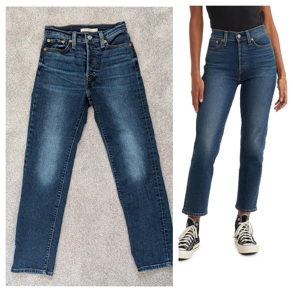 Levi’s High Rise Wedgie Straight Jeans Dark Indigo Size 24
